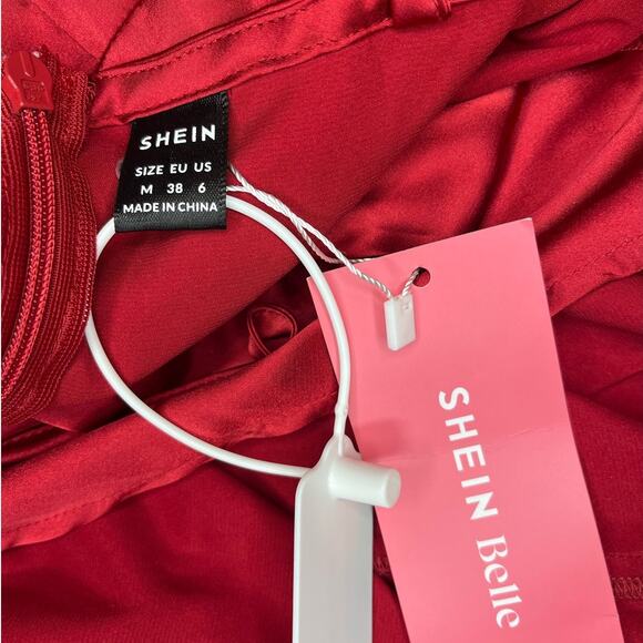 NWT SHEIN Belle Womens Red Satin‎ Dress Size Medium Adjustable Straps - Picture 7 of 8